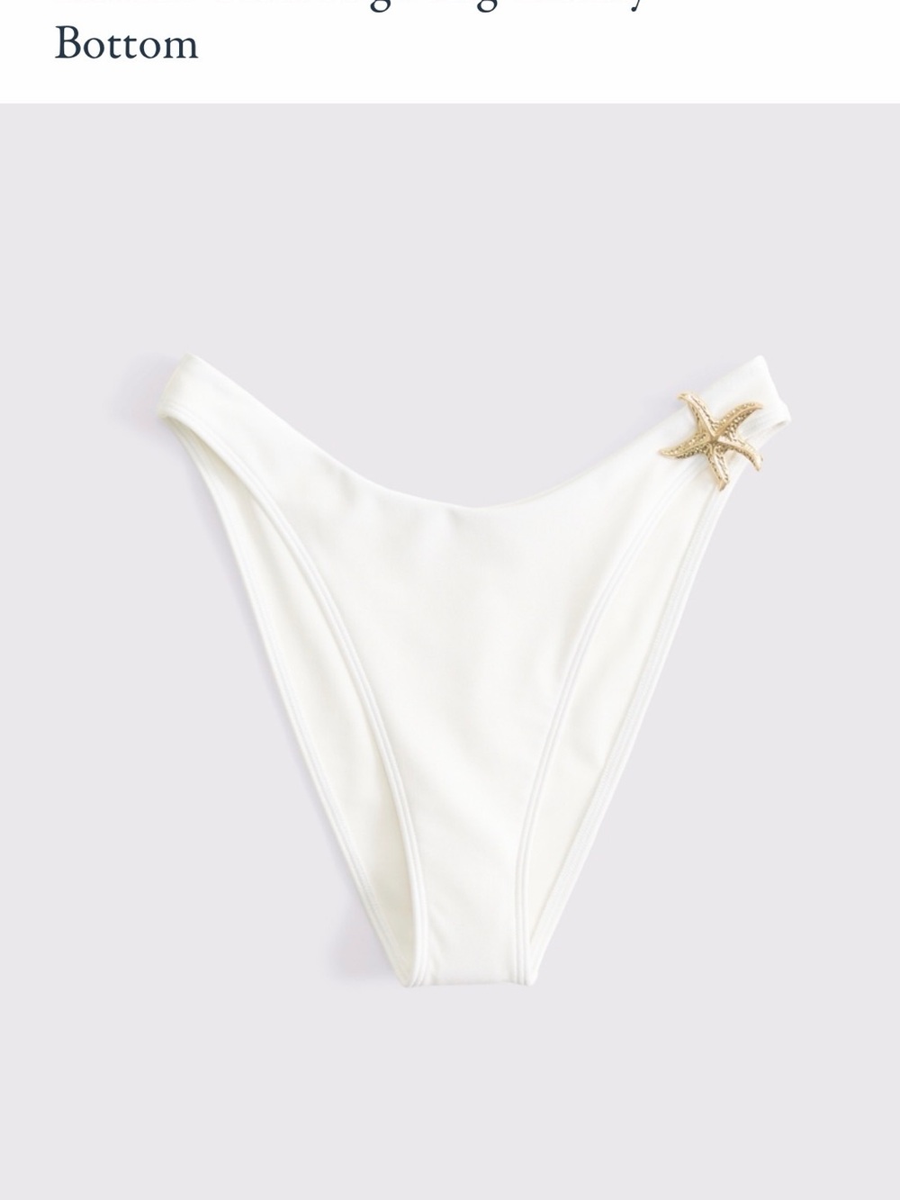 Abercrombie & Fitch White Bikini Bottom with Gold Starfish Accent